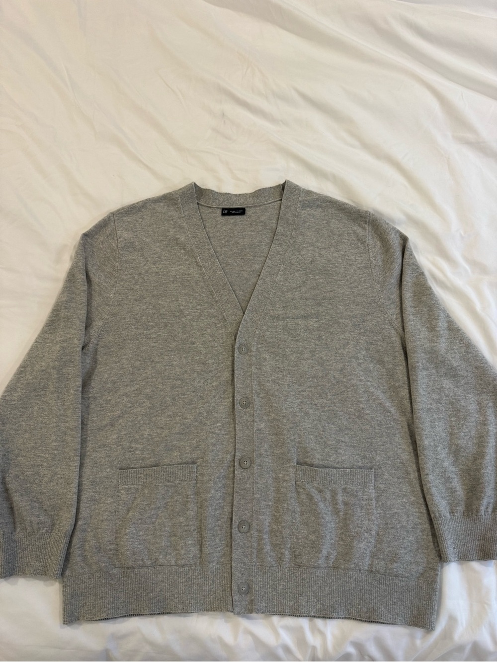 GAP Light Gray V-Neck Button Cardigan